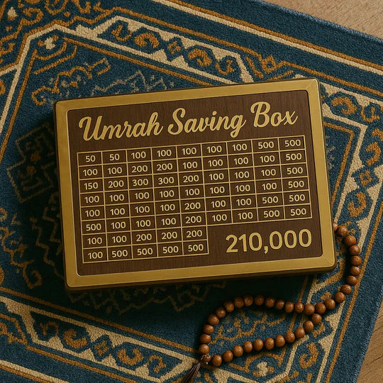 Umrah Saving Box – Premium Wooden | Save PKR 210,000 in 280 Days