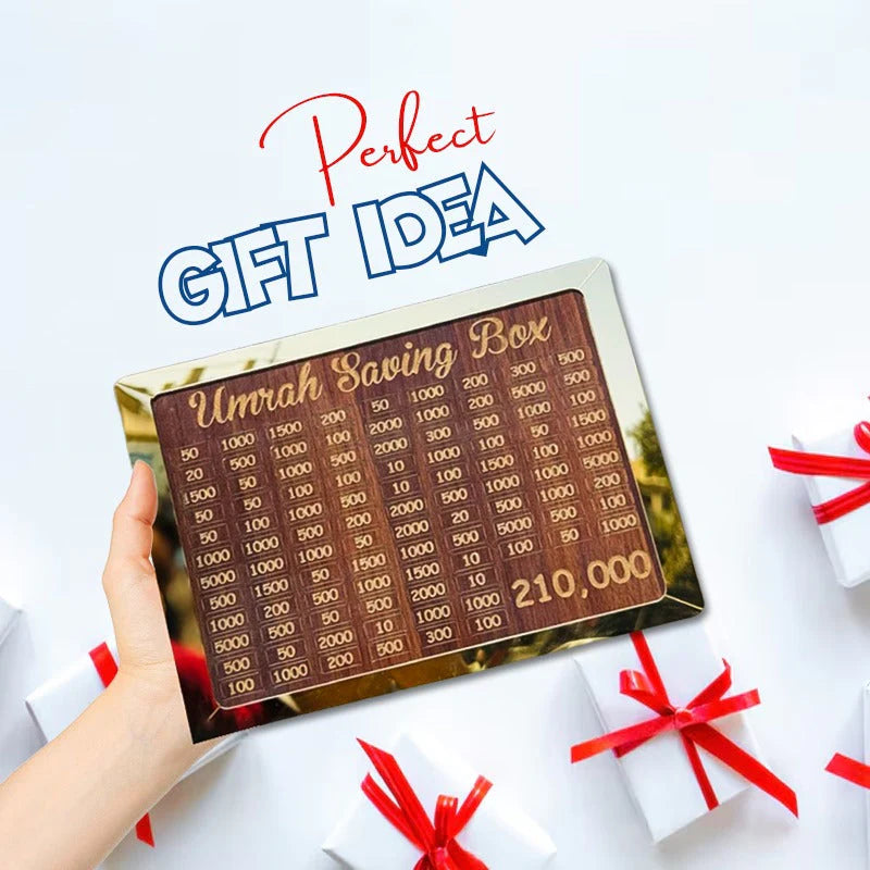 Umrah Saving Box – Premium Wooden | Save PKR 210,000 in 280 Days